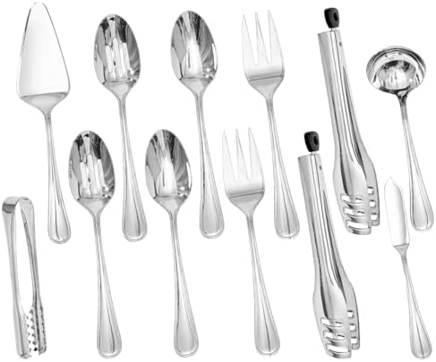 12-Piece Teardrop Serving Utensils Set, 18/10 Stainless Steel Utensils