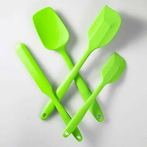4-Piece Silicone Spatula Set with Stainless Steel Core, Green