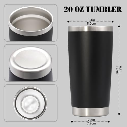 20 oz Tumbler Insulated Tumblers Stainless Steel Coffee Mug,Black 6PCS