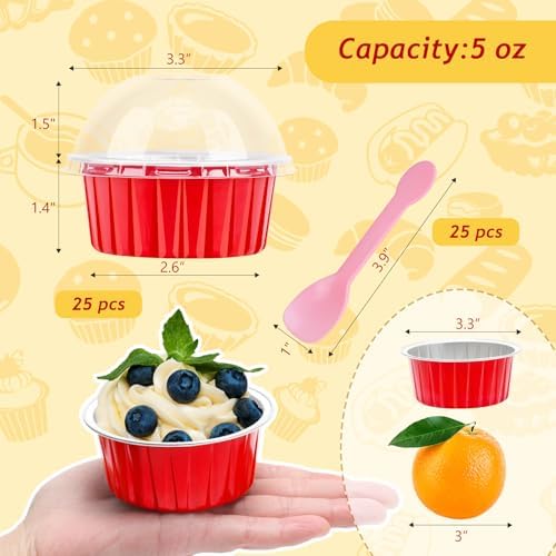 LNYZQUS 5oz Cupcake Tins with Dome Lids, Dot Cake Cups Mini Cake Pans