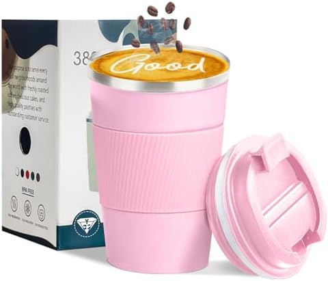 Insulated Travel Coffee Mug, Stainless Steel Coffee Cup with Leakproof Lid