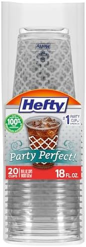 Hefty Party Perfect Clear Plastic Cups, 18oz, 20ct