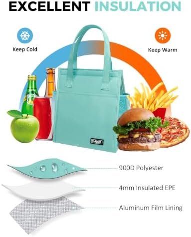 6.75L Small Insulated Lunch Bag, Reusable Cooler Tote Thermal Snack Bag