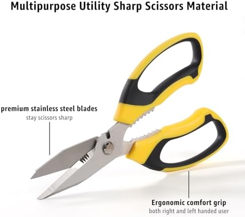 BoFuYuan Utility Scissors All Purpose heavy duty 8-Inch Yellow