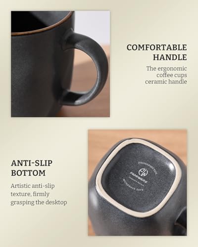 famiware Coffee Mugs Set of 8, Ocean Square 13oz Coffee Cup Set with Handle