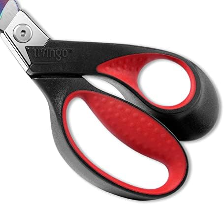 LIVINGO 9" Heavy Duty Titanium Coated Stainless Steel Scissors, (Red/Black)