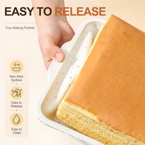 Vinino 8 x 8 Inch Silicone Brownie Pan, 2 Pack Square Mold with Steel Frame