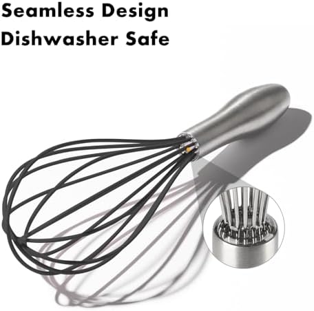 OYV 10-Inch Black Silicone Whisk, Non-Scratch, 18/10 Stainless Steel Handle