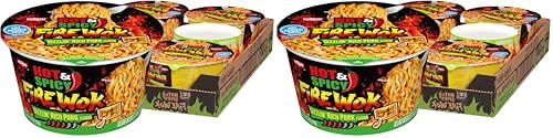 Nissin Hot & Spicy Fire Wok,Sizzlin' Rich Pork,4.37 Ounce,(Pack of 12)