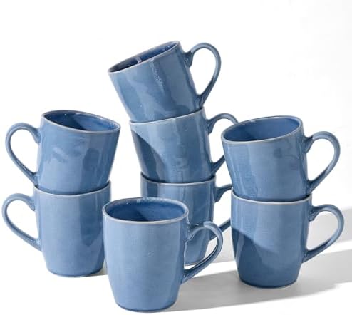famiware Aurora Coffee Mugs, 14oz Mug Set of 8, Stoneware Cup with Handle