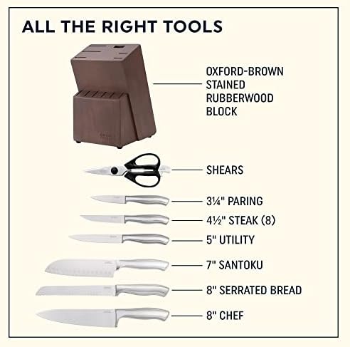 Chicago Cutlery Insignia (13-PC) Kitchen Knife Block Set With Wooden Block, Contoured Handles and Sharp Stainless Steel Professional Chef Knife Set & Scissors