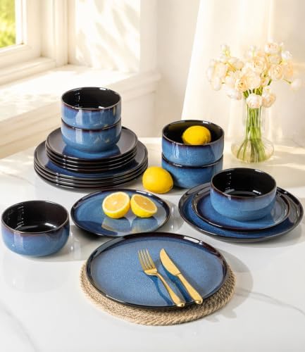 LERATIO Ceramic Dinner Plates Set of 6,10.5 Inch Reactive Glaze Plate Sets