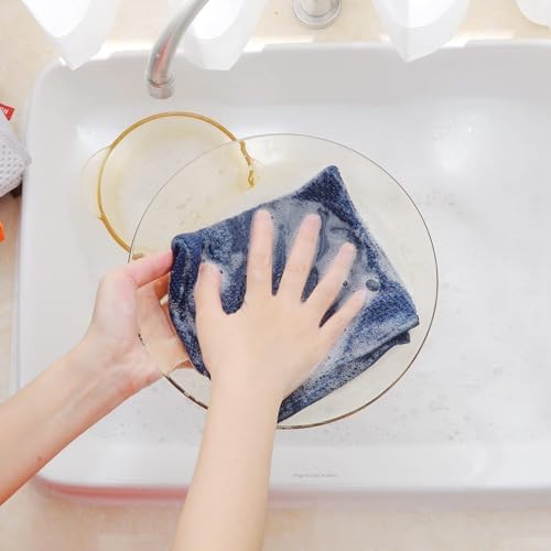 Homaxy 100% Cotton Waffle Weave Kitchen Dish Cloths 12-Pack, Navy Blue