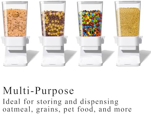 Cereal Dispenser Countertop, 5L Cereal Containers Storage Dispenser for Pantry, Large Dry Food Cereal Dispenser, Not Easy to Crush Cereal, Can Hold Oatmeal, Snack, Grain, Pet Food (White, 2Pc)