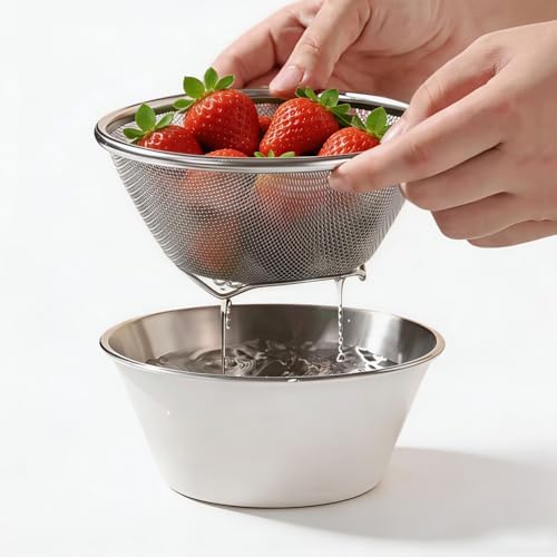 Mini Colander with Small Mixing Strainer Bowl,Small Strainer for Fruit,Rice