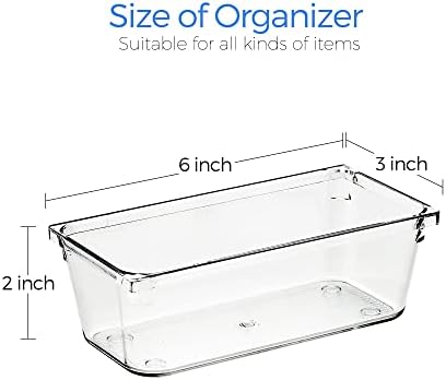 Ravinte 6 Pack Drawer Organizer, 3" x 6" Plastic Storage Bins