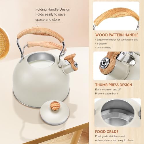 GGC Whistling Tea Kettle for Stove Top, 85OZ/2.6QT Stainless Steel Tea Pot