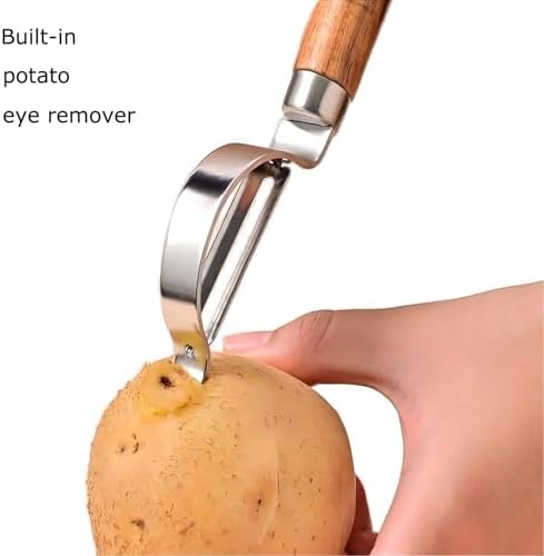 Vegetable Peeler, Stainless Steel Blade Potato Peeler with Wood Handle, Fruit Peeler for Carrot, Apple, Veggie, Kitchen Gadget for Easy Peeling
