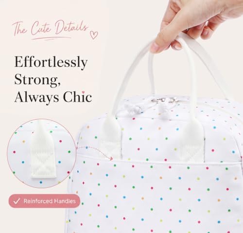 LOVELYWIND Lunch Box for Women, Insulated Lunch Bag, Colorful Polka Dot