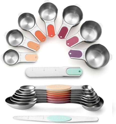 Spring Chef 15 Magnetic Measuring Cups & Spoons w/Levelers, Desert Sunset
