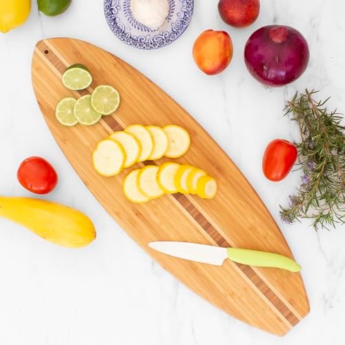 Totally Bamboo Surfboard Cutting Board and Charcuterie Board, 23 x 7.5 in