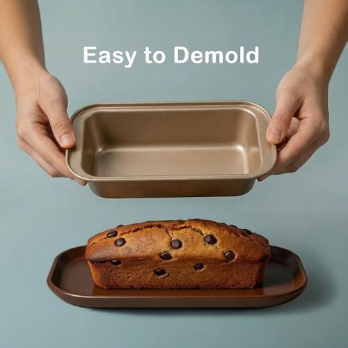6 Pack Carbon Steel Bread Loaf Pans for Baking, Gold, 6 x 3 Inch