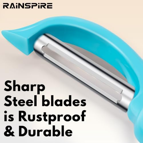 Rainspire Vegetable Peeler Potato Peelers for Kitchen, Sharp Stainless Steel Blades Veggie, Comfortable Handle Fruit Peeler, Carrot Peeler Apple Peeler Dishwasher Safe, Blue, 1-Pack