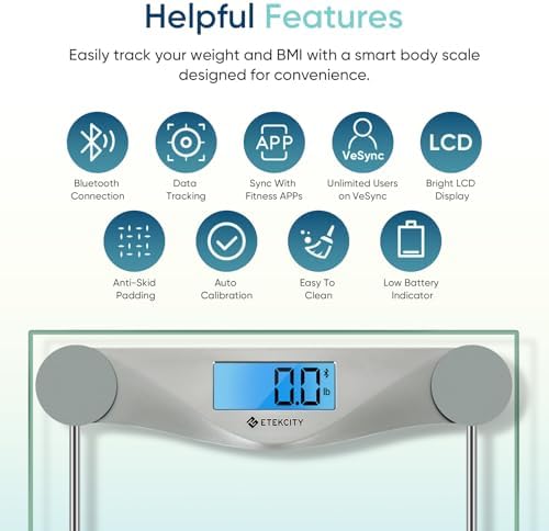 Etekcity Bluetooth Bathroom Scale for Body Weight and BMI, 400 Pounds