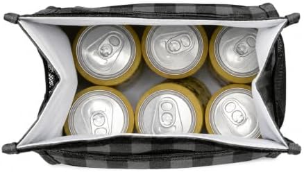 2nd Childhood Insulated Lunch Bag for Men, Durable & Reusable, Plaid Grey