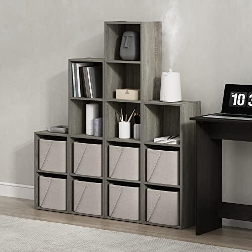 Furinno PASIR Book Shelf, 4-Tier Modern Bookshelf, Open Shelves Bookcase 9 x 12 x 42, Easy Assembly, for Living Room, Bedroom, Home Office, French Oak