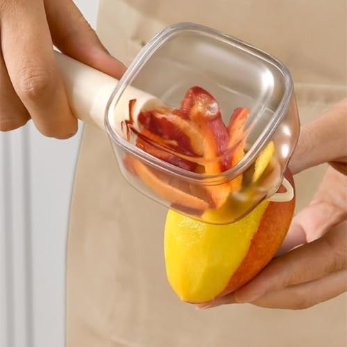 Peeler with Container,Storage Vegetable Peeler,Mess Free Peel Catcher,Stainless Steel Blade for Home Kitchen Fruit Prep