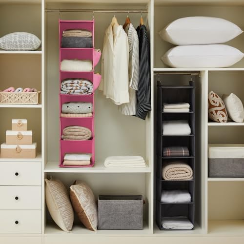 YOUDENOVA Hanging Closet Organizer and Storage, 6-Shelf, Pink