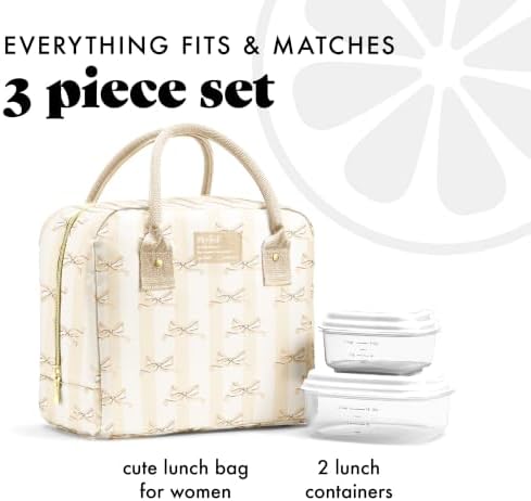 Fit & Fresh Bloomington Lunch Bag for Women - Insulated Large Lunch Box for Work with Containers, Leak-Resistant