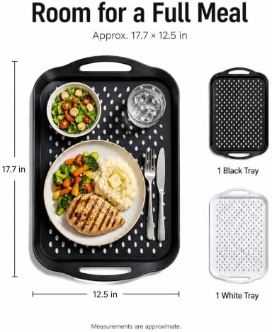 Large Non-Slip Serving Trays with Handles, 2-Pack, 17.7 x 12.5 in