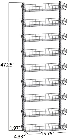 SWOMMOLY Wall Mount Spice Rack Organizer, 9-Tier Adjustable Dual-Use Shelf