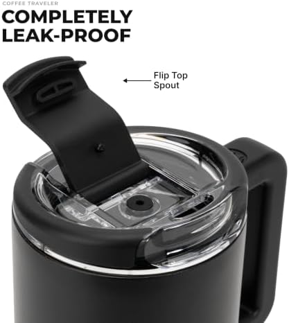 HydroJug Coffee Traveler 20oz Ceramic-Lined Mug with Handle, Black