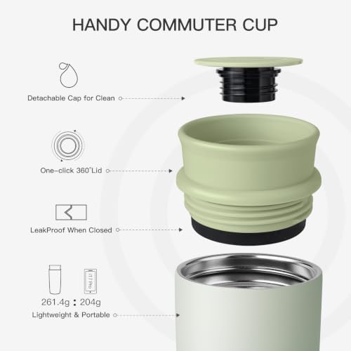 Travel Coffee Mug with 360°Lid, 12 oz Coffee Tumbler Insulated Travel Mugs for Hot and Cold, Vacuum Insulated Stainless Steel Coffee Cup Leak Proof Spill Proof-Misty Meadow
