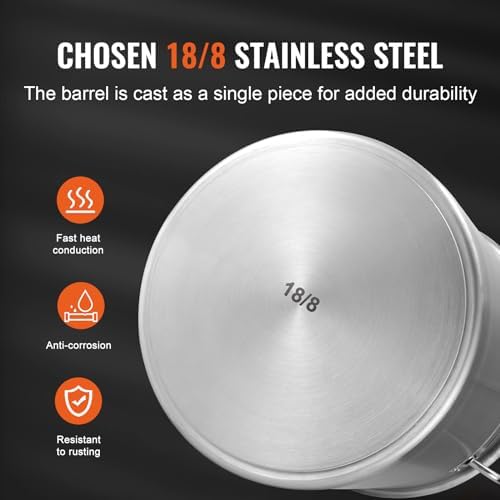 VEVOR 18/8 Stainless Steel Stockpot, 42QT Large Cooking Pots, Multipurpose Cookware Sauce Pot with Composite Base, Heavy Duty Commercial Grade Stock Pot, Sanding Treatment, for Large Groups Events