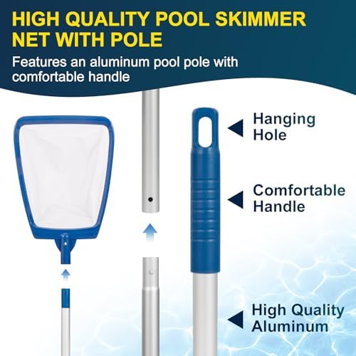 POOLAZA Pool Skimmer Net with 68" Aluminum Pole, Ultra Fine Mesh