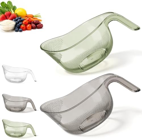 2-In-1 Rice Washing Strainer Bowl, Food‑Grade Plastic with Ergonomic Handle