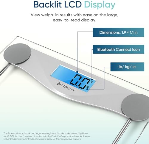Etekcity Bluetooth Bathroom Scale for Body Weight and BMI, 400 Pounds