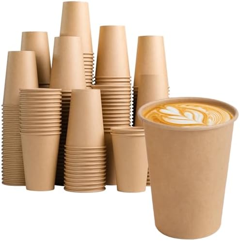 BYSNOW 300 Pack 12 oz Kraft Paper Cups, Disposable Coffee Hot Water Cups