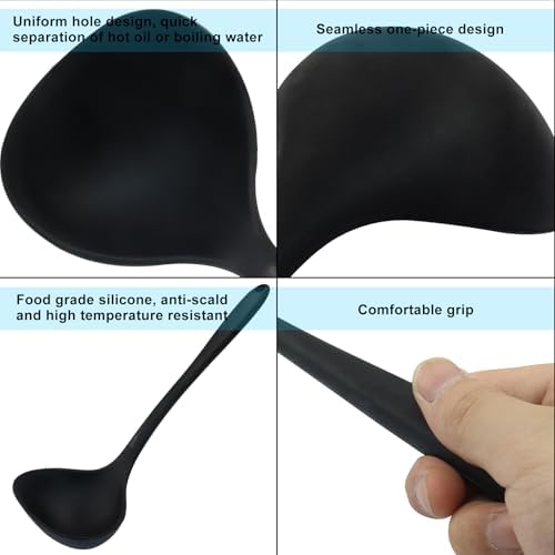 Jiozermi Silicone Soup Ladle, 12-Inch Long Handle