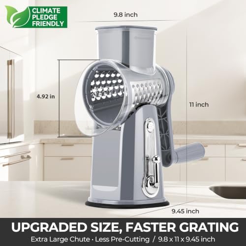 SUSTEAS Rotary Cheese Grater 5 Blades,Kitchen Mandoline Vegetable Slicer