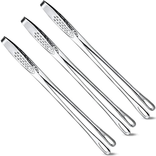 3 Pcs 9.4 Inches Korean BBQ Tongs Stainless Steel Kitchen Tweezers Grill