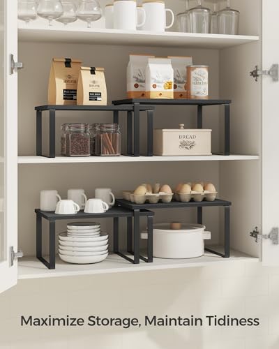 SONGMICS Cabinet Organizer Shelf, Set of 2 Spice Rack, Kitchen Storage