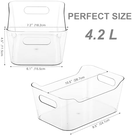 Tiawudi 48 Pack Plastic Storage Bins, Multi-Use Organizer Bins, Pantry Organizer, Clear Storage Containers for Home, Kitchen, Office, Cabinet, Shelf and Fridge Organization