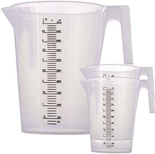 TCP Global 5 Liter (5000ml) Plastic Graduated Measuring and Mixing