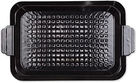 RSVP International Porcelain Coated Steel BBQ Grill Tray/Pan, Outdoor Barbeque Grilling Accessories for Cooking Fish & Vegetables, Dishwasher Safe, Small, 13x7.25/Medium, 16.75x10"
