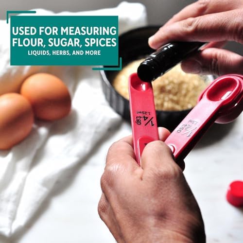 MIRRO 4 Piece Nested Measuring Spoons Set for Kitchen, Red